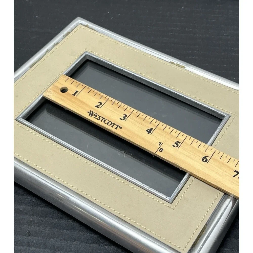 Three Contemporary Luxe Stitched Leather & Brushed Silver Picture Frame 4 x 6